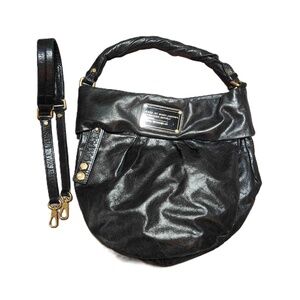 Marc Jacobs Womens Black Leather Hobo Bag Purse Workwear Size Large